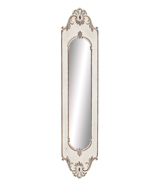 Distressed White Wood Full Length Arch Wall Mirror