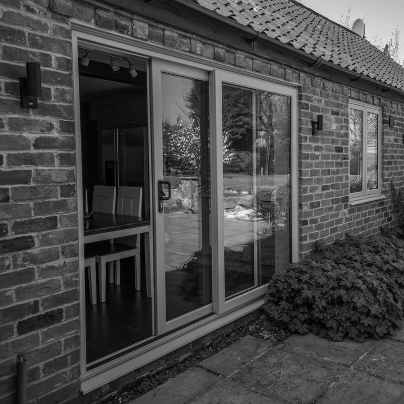 Upvc Sliding Patio Door, 209cm H x 149cm W x 7cm D, Grey, Left Hand/Inswing