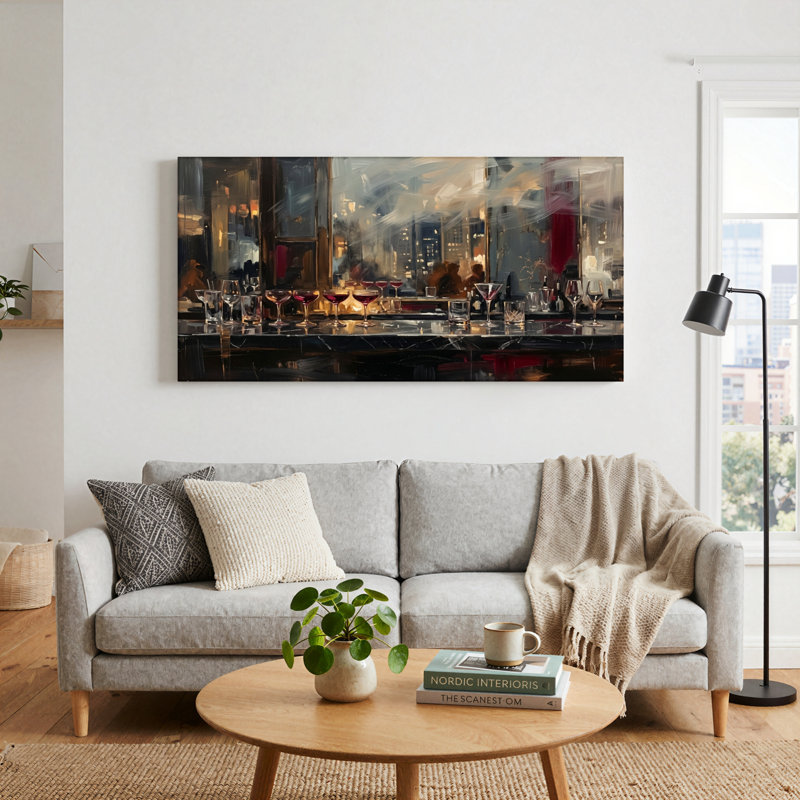 Ensemble de 1 tableau sur toile représentant une scène de bar, L 32 po x H 16 po, Wrapped Canvas