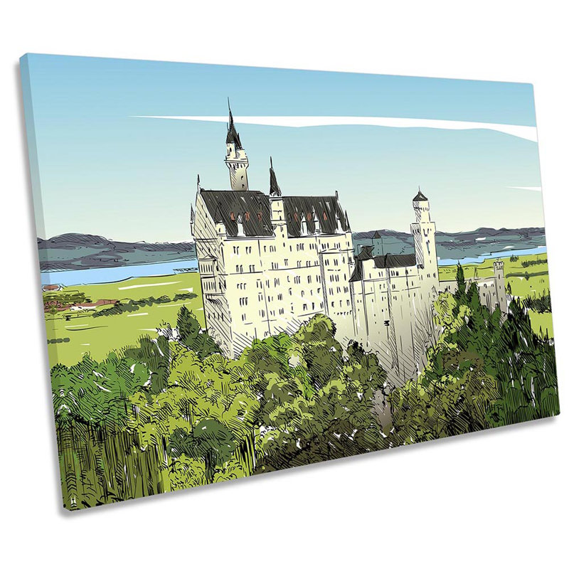 Neuschwanstein Castle Munich - Wrapped Canvas Painting, 30.5cm H x 45.7cm W