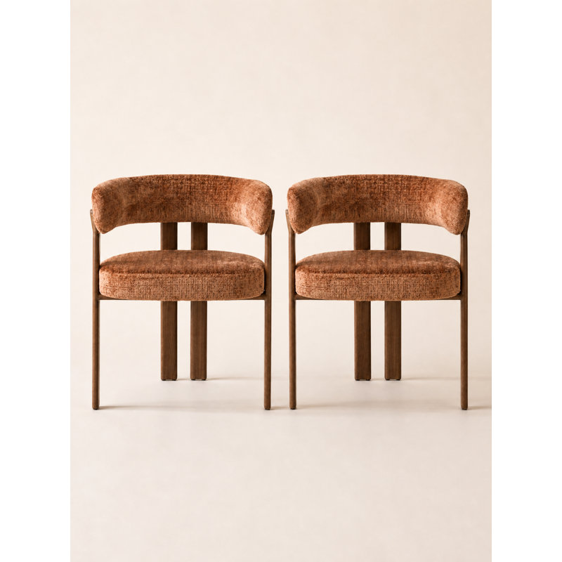 Ensemble de chaises de salle à manger 2 pièces Modern, Orange, Orange, Walnut