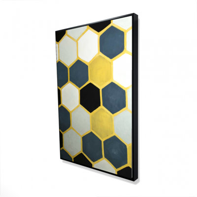 Blue And Gold Cells Print On Canvas