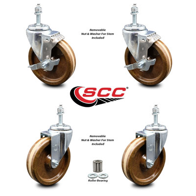 Temp Phenolic Wheel Swivel 3/8 Inch Threaded Stem Caster SCC