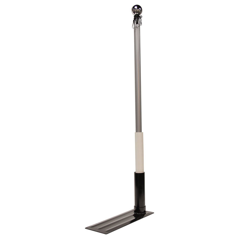 Camco 16 Feet Adjustable Black and White Fiberglass Flagpole with Tire Mount