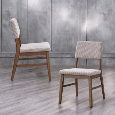 Chaise d'appoint en velours côtelé et noyer Seda Dusty Mauve (ensemble de 2)