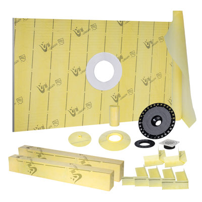 60" X 36" Center Drain Shower Base Kit With Waterproof Membrane, Complete Pre-p Sloped Shower Pan System