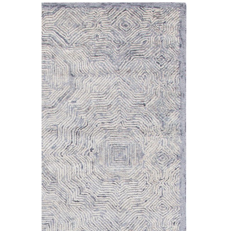 Ahmya Hand Tufted Wool Abstract Rug, Square 6'