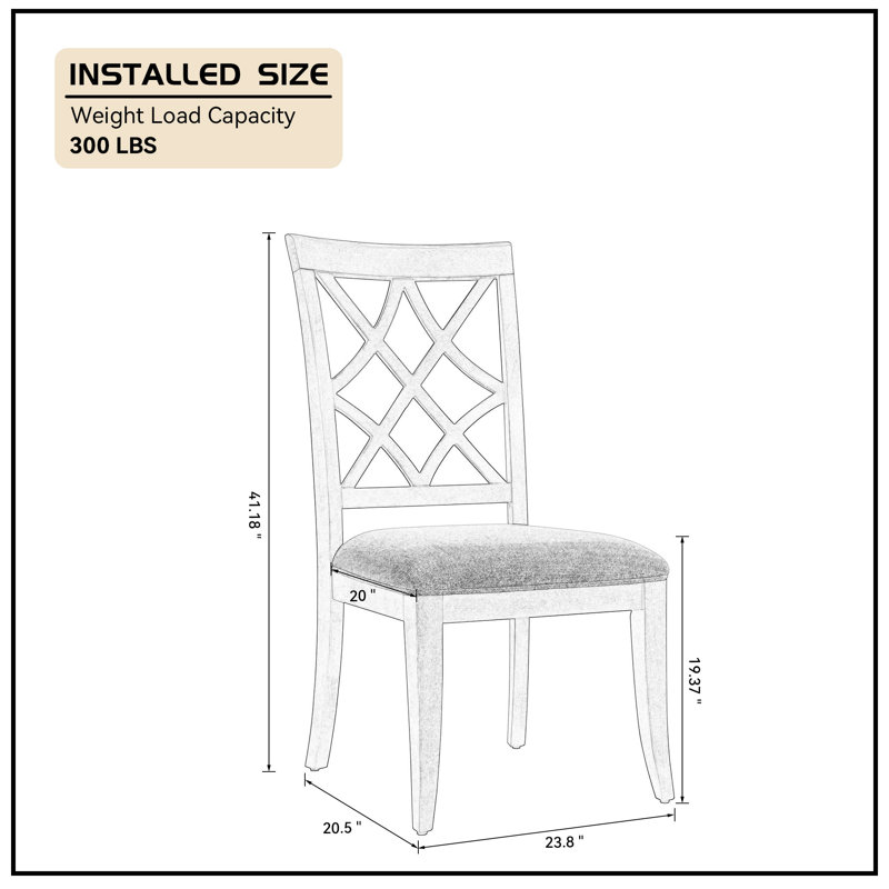 Chaise d'appoint rembourrée en bois massif (ensemble de 2), Bois de chêne