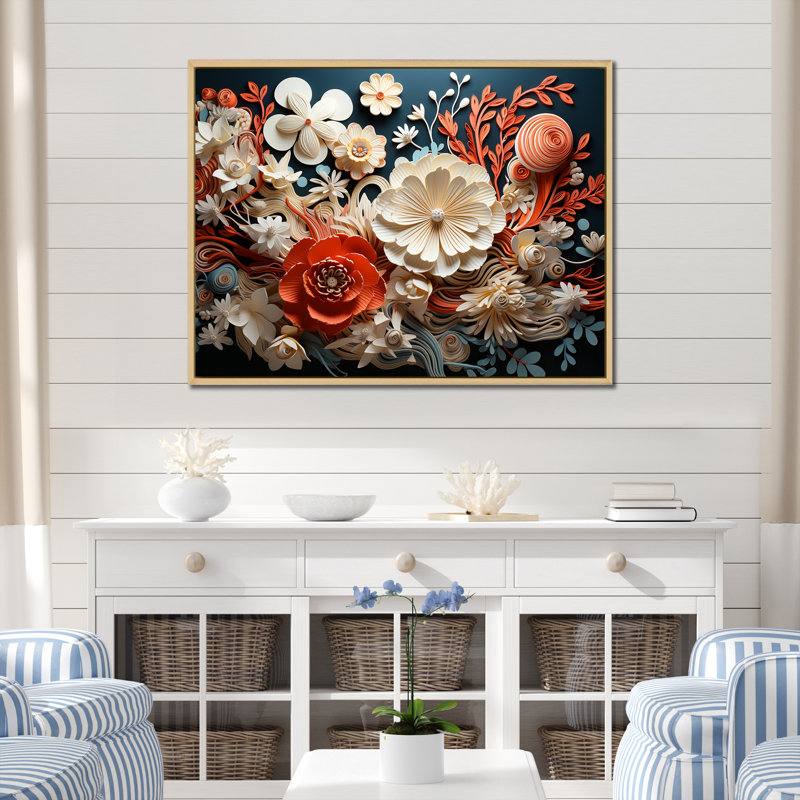 Art mural abstrait sur toile florale, impression moderne de fleurs de corail - Fleurs de corail abstraites II