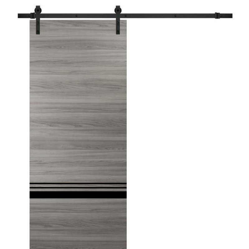 Porte de grange en bois massif massif, 28 po x 84 po, Frêne gingembre