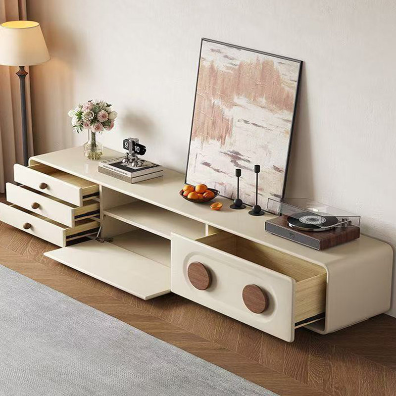 Meuble télé avec rangement crème français, H 15,75 po x L 78,74 po x l 15,75 po