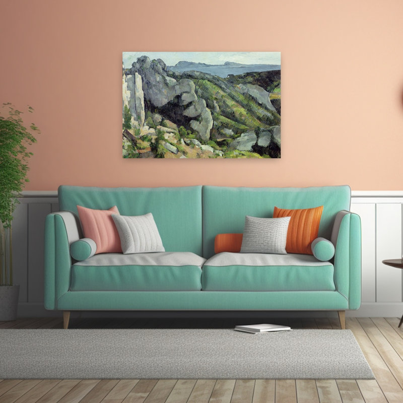 Rochers de Lestaque, 1879-1882 - Estampe d'art mural abstraite contemporaine représentant un paysage, H 32 po x l 48 po