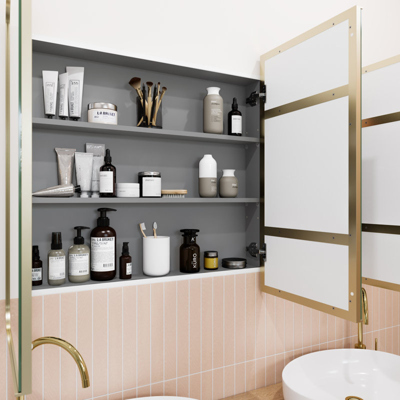 Three Door Steel Frame Square Shape Medicine Cabinet, White