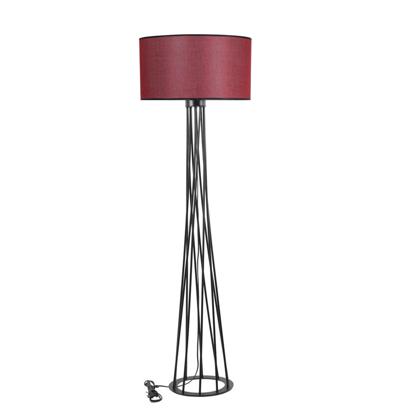 Lampe sur pied moderne rouge Claret, 63,0 pouces de hauteur | Fabrication 100% métal, diamètre de l'abat-jour: 17,7 pouces, hauteur de l'abat-jour: 11,8 pouces | Douille E27, 40 W maximum | Conception élégante et élégante pour le salon et la chambre à coucher