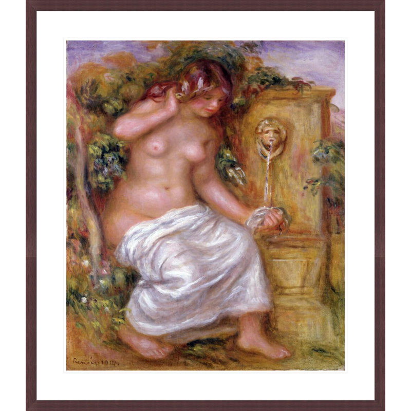 «The Bather at the Fountain» par Pierre-Auguste Renoir, impression giclée encadrée, H 38,32 po x l 33,5 po