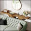 Console de style campagnard 70,9 pouces avec base géométrique en bois, canapé brun chêne pour le vestibule et le couloir