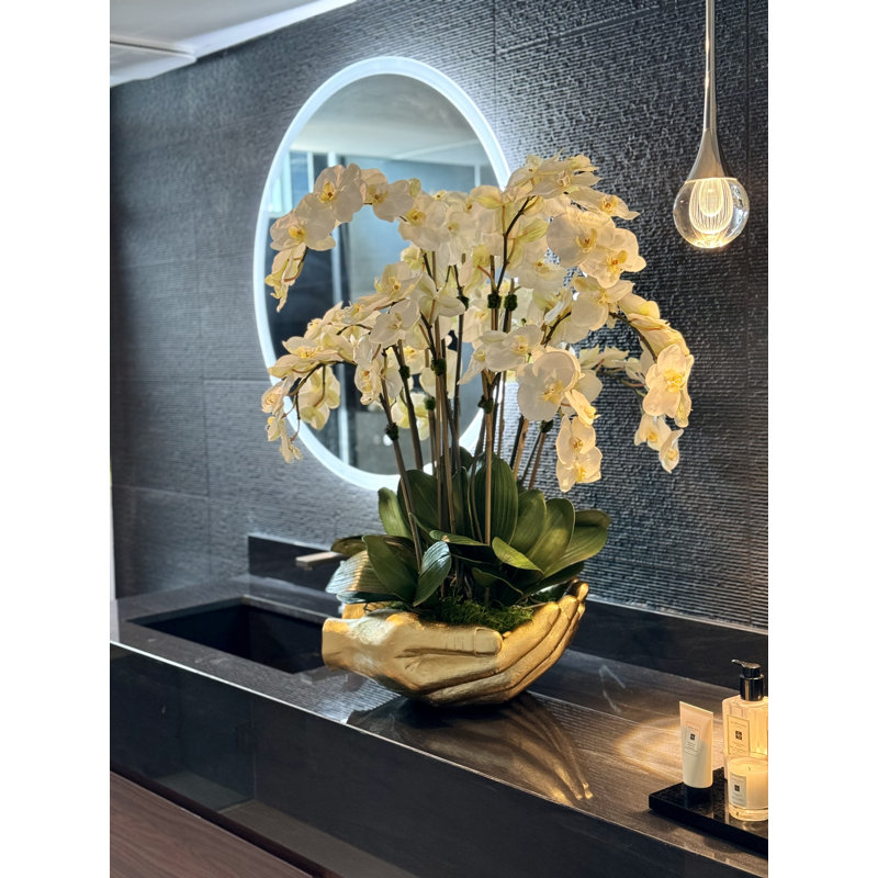 Orchid Arrangement in Vase, Gold