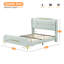 Structure de lit tapissier moderne, lit plateforme grand avec tête de lit à oreilles, revêtement en cuir de polyuréthane, aucun sommier tapissier, silencieux, assemblage facile, structure de lit robuste pour la chambre à coucher, gris-1995801401-1995801407