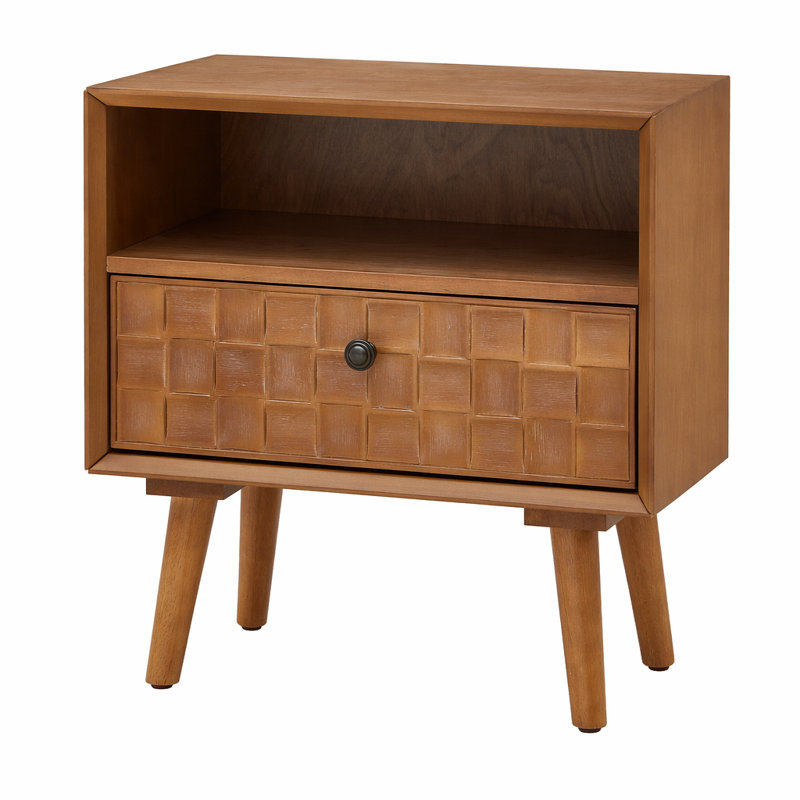 Table de chevet 22 po Mid-Century Modern, Chêne doré