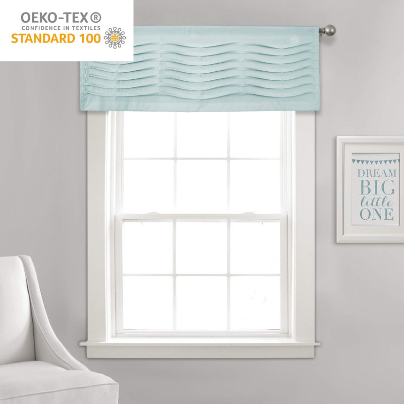 Blue Textured Polyester Rod Pocket Window Valance, 18 x 54 Inch