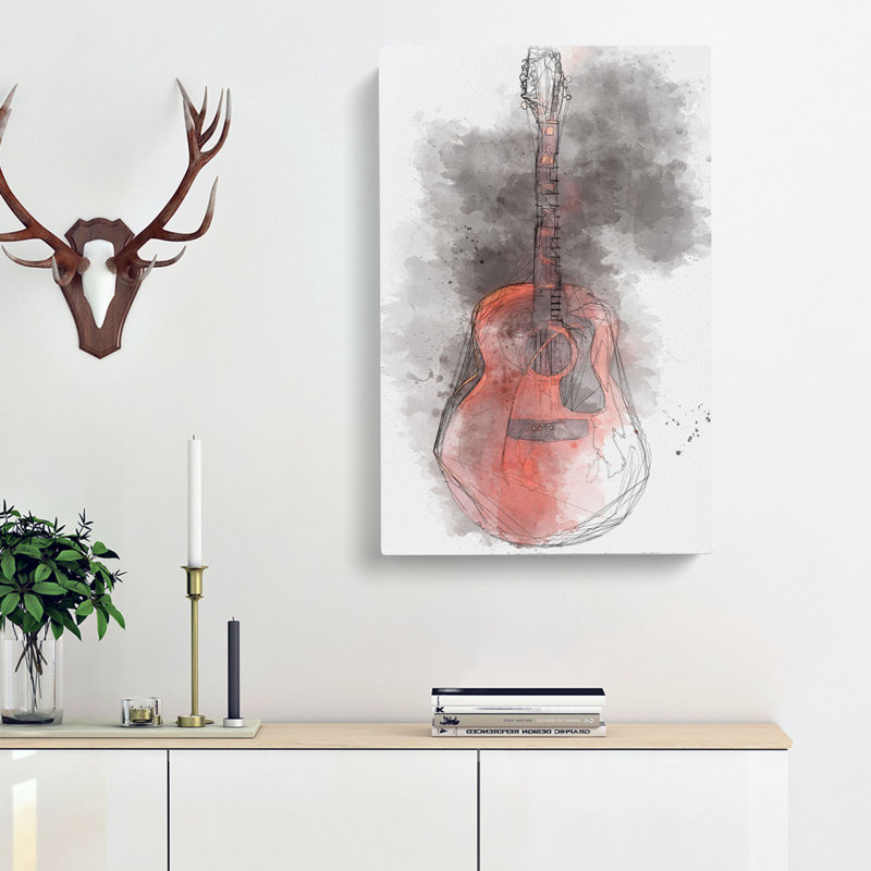 Abstract Guitar - Wrapped Canvas Drawing - Wrapped Canvas, 76cm H x 45cm W x 4cm D