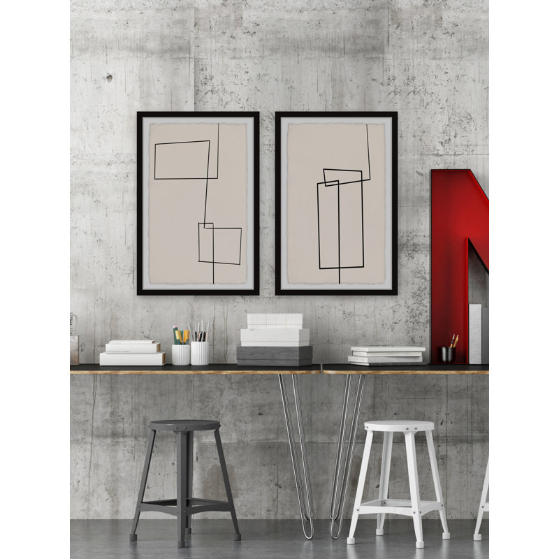Ziyamet Unbroken Lines by Marmont Hill - 2 Piece Single Picture Frame Painting Set, 45cm H x 38cm W x 3.81cm D