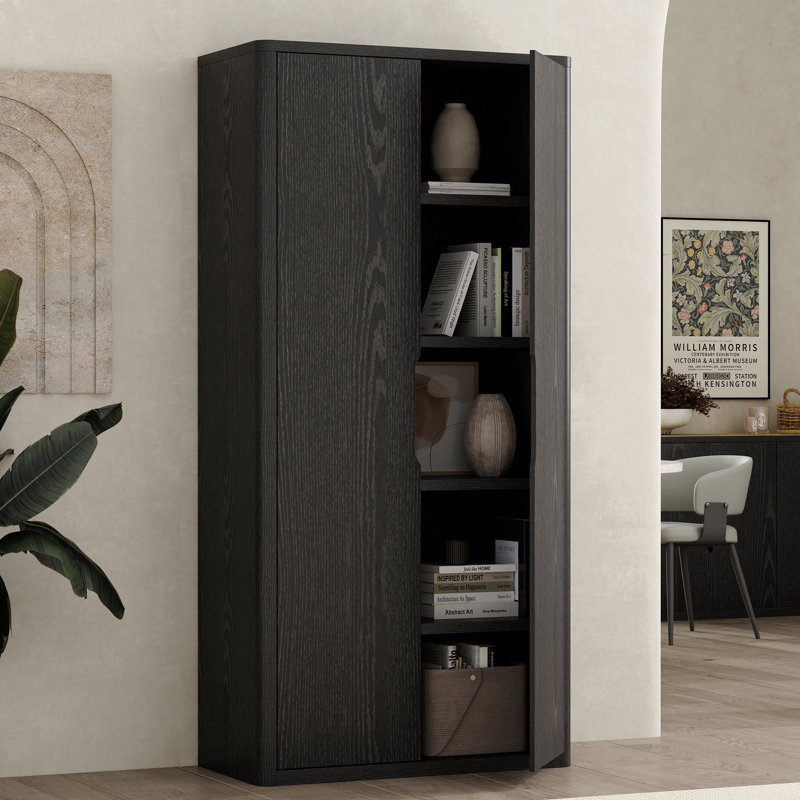 Bibliothèque moderne avec portes à fermeture douce, Noir