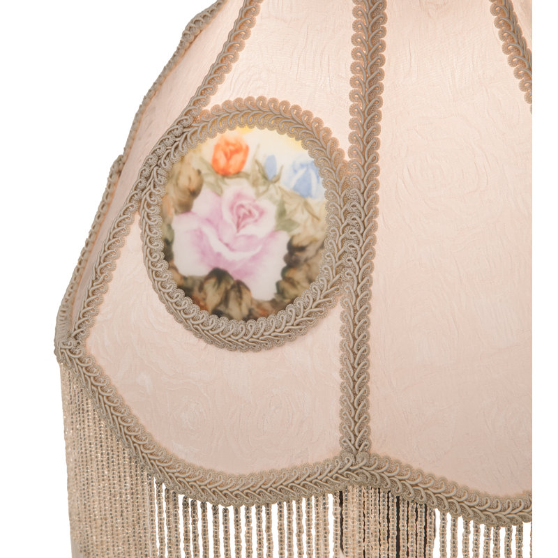 Lampe de table 20 po à revers en tissu peint avec roses