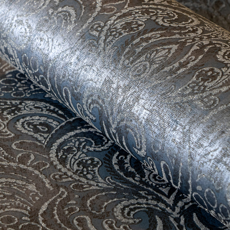 Adonea Aphrodite Glass Beads 3D Embossed 33' L x 21" W Wallpaper Roll, Midnight Blue