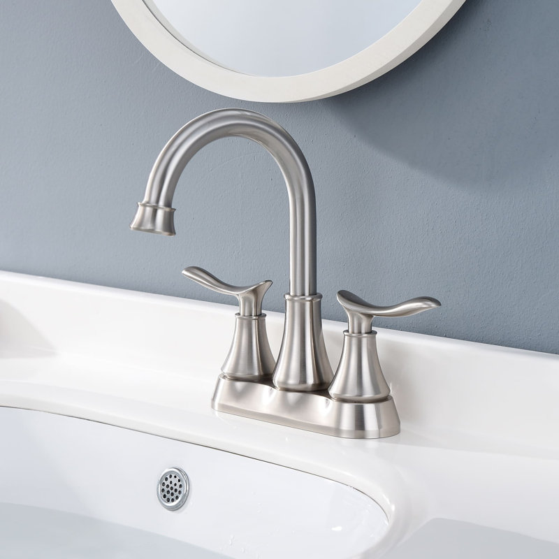 Centerset 2-handle Bathroom Faucet with Drain Assembly, Brushed Nickel