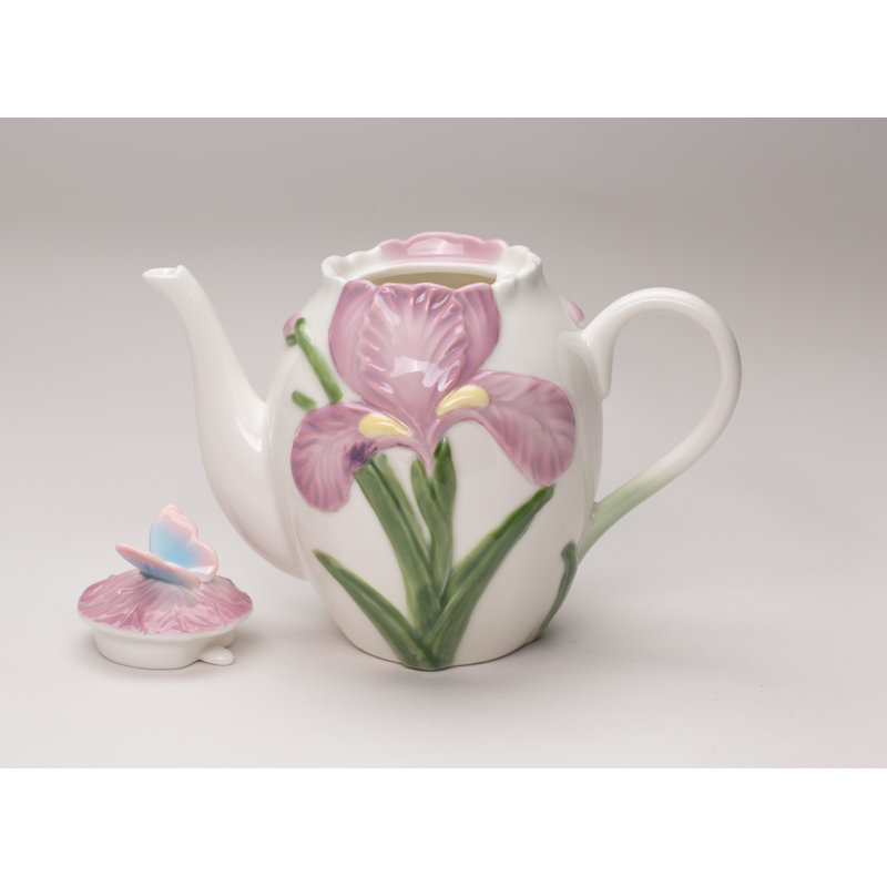 Iris with Butterfly Teapot 22 oz