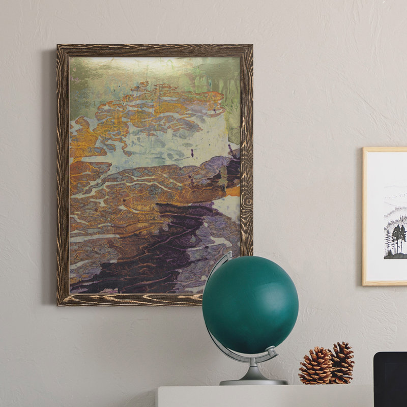 Toile encadrée de qualité supérieure Monet's Landscape VII - Prêt à être accroché, H 20 po x l 17 po x P 1 po, Noyer