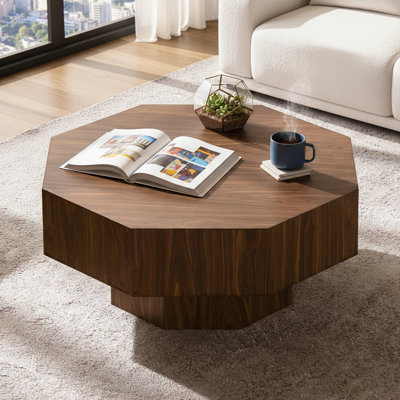 Table basse octogonale en noyer, couleur polyvalente noyer, style polyvalent, convient au salon chambre à coucher bureau