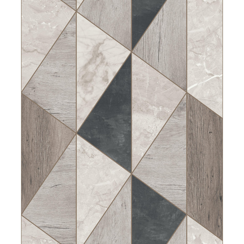 Papier peint gris à panneau géométrique, Gris