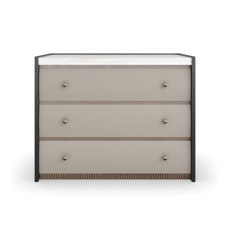 Avignon 3 - Drawer Solid Wood Nightstand, White/Bronze/Rockport Burnished Adobe