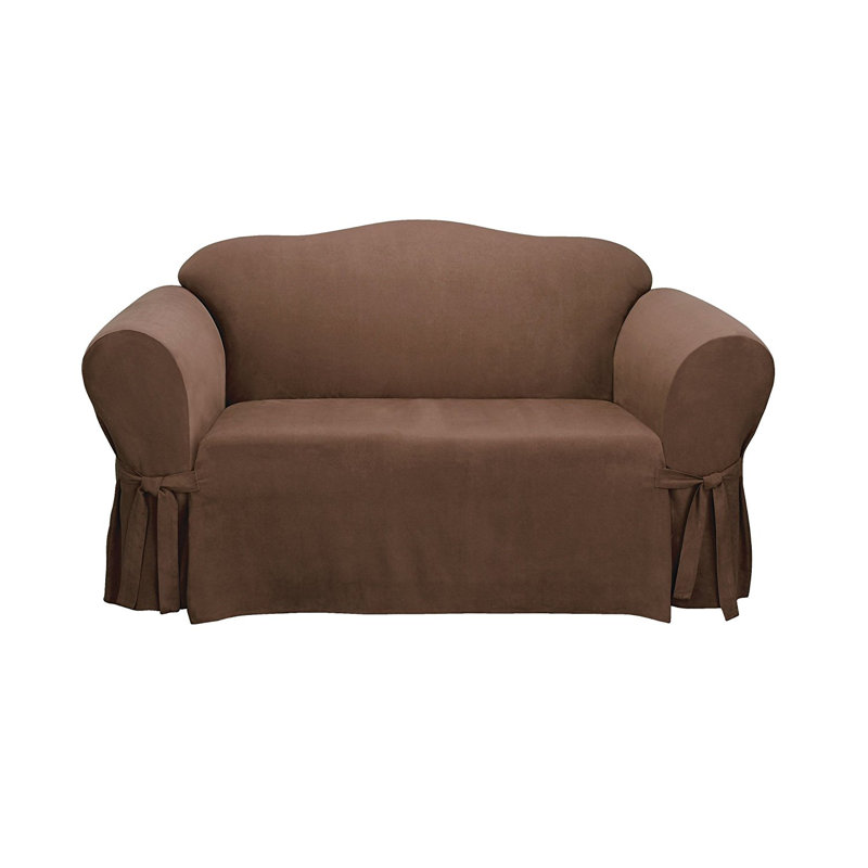 Chocolate Stretchable Suede Sofa Slipcover