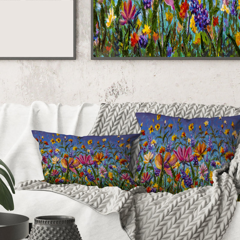 Housse de coussin carré et marguerites marguerites et fleurs sauvages en été, 16" x 16"
