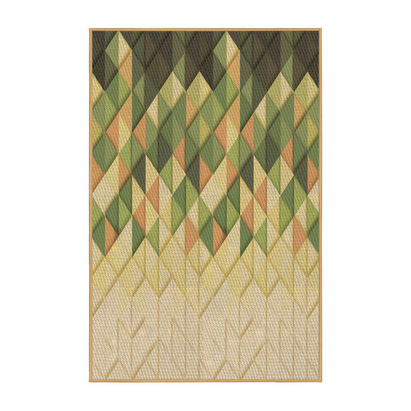 Tapis géométrique vert / brun, Rectangle 5 pi x 7 pi