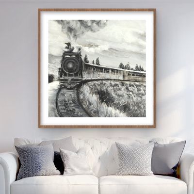 Train à vapeur - reproduction encadrée pour la décoration intérieure