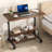 Manual Height Adjustable Desk with Storage Shelf, Portable Mobile Workstation, Rolling Computer Standing Desk for Home Office-974665864