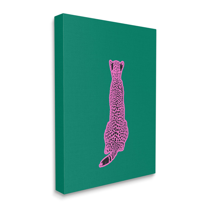 «Cheetah rose sur toile verte» par House of Lulu, H 40 po x l 30 po x P 1,5 po