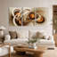 Ensemble de 3 toiles murales « Rubans tourbillonnants or et bronze »-1693484293