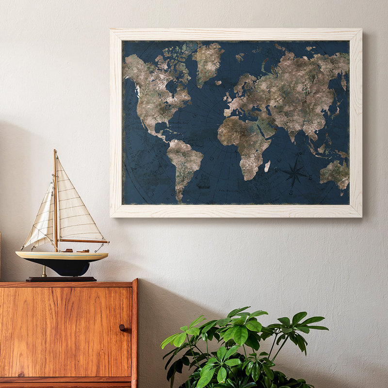 Bleu marine atlas, H 28 po x l 42 po x P 1,5 po, Blanc