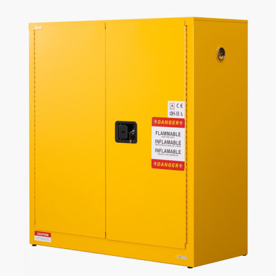 Flammable Cabinet, 43.0 x 18.1 x 46.4 Inch, 29 Gallon Flammable Storage Cabinet with Adjustable Shelf, Cold-Rolled and Galvanized Steel Fire Cabinets, for Commercial Industrial Home Use, Yellow