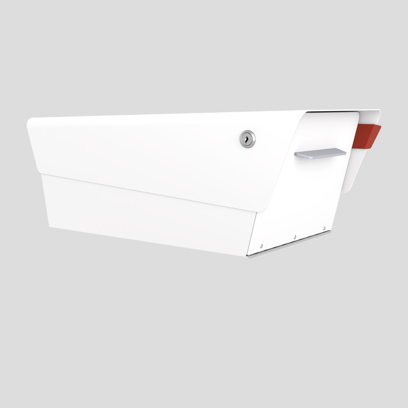 Modern Post Mounted Mailbox with Lock, White