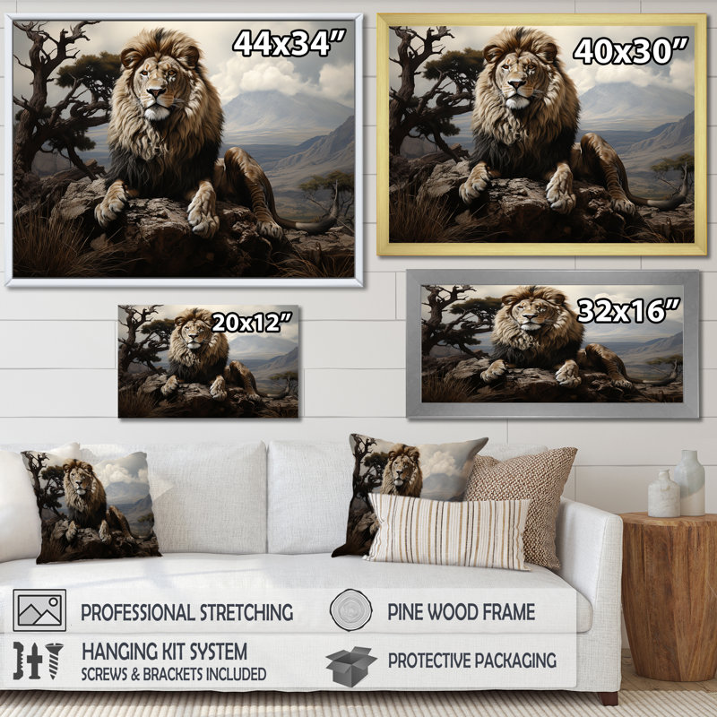 Golden Lions Vigilance Grace - imprimé, Toile tendue, H 24 po x l 32 po x P 1 po