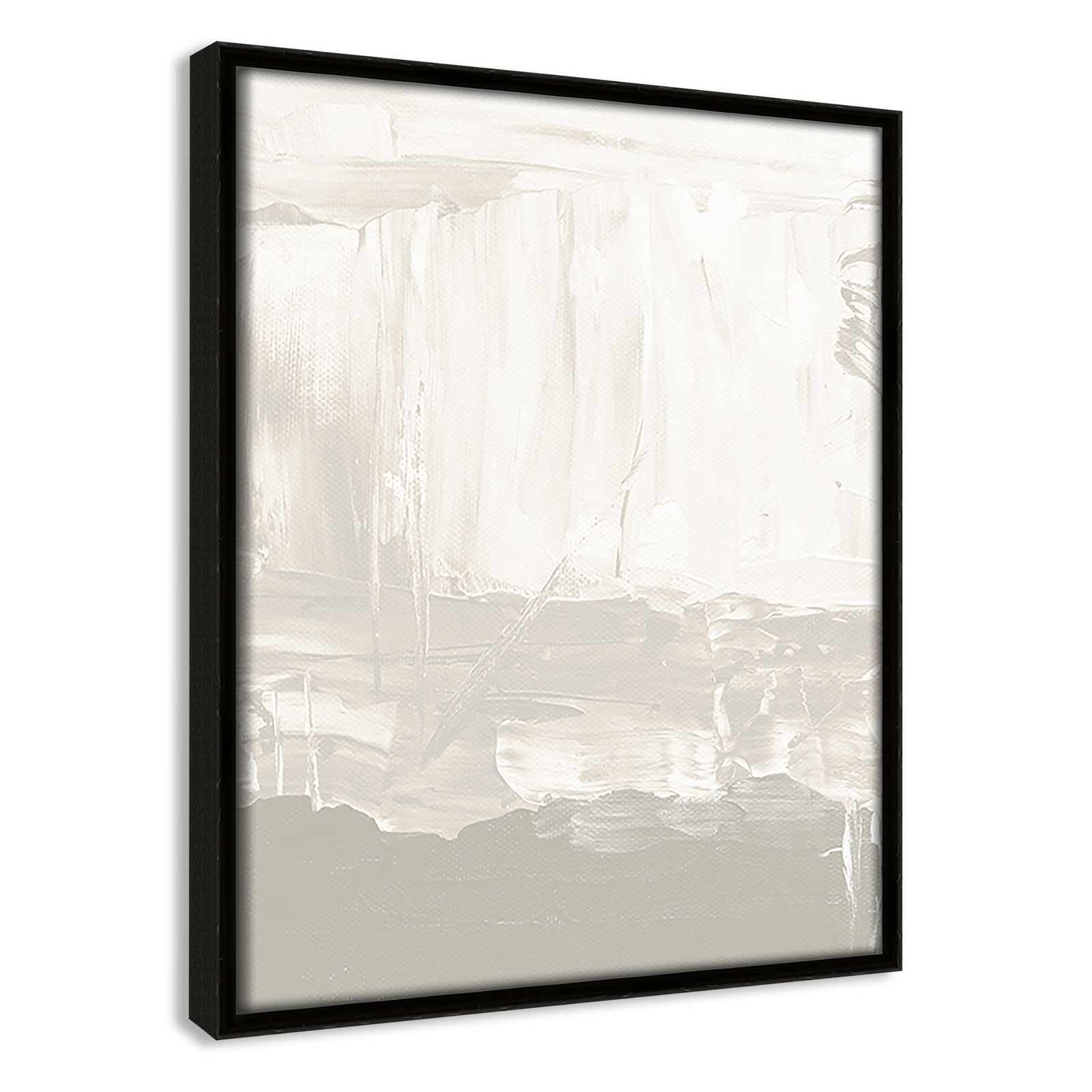 Taupe Abstract - Floater Frame Print on Canvas, 11.5" H x 9.5" W, Espresso