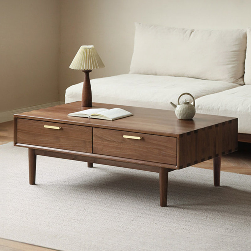 Table basse moderne et minimaliste en bois massif avec rangement