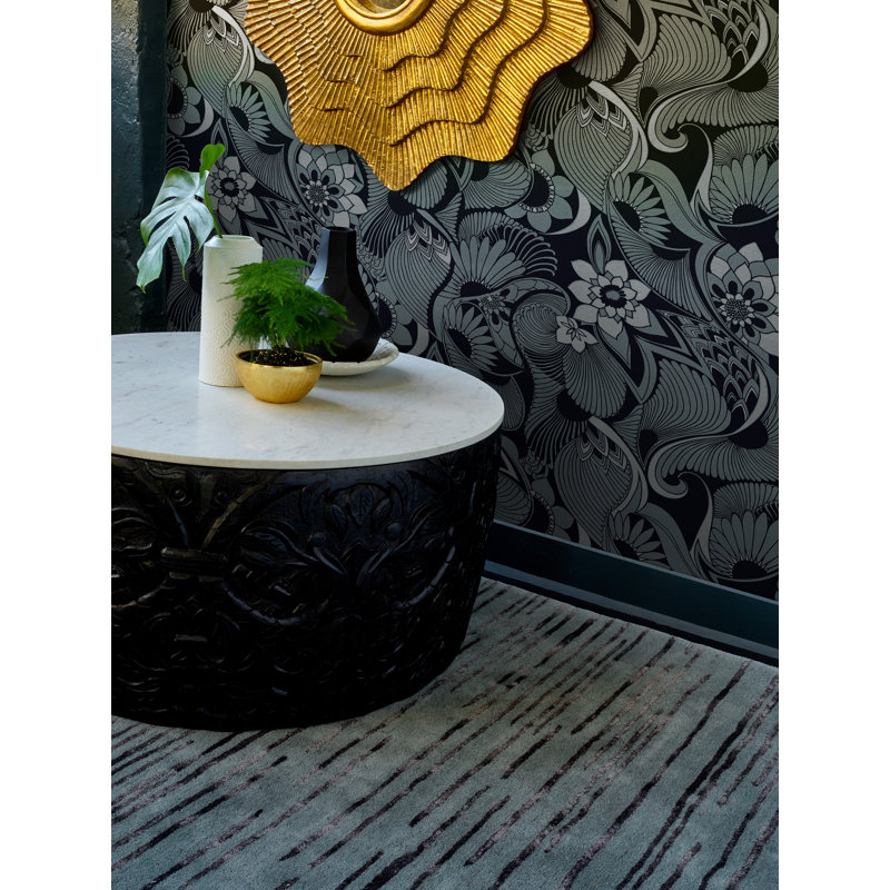 Abstract Area Rug in Charcoal, Rectangle 6'7" x 9'2"