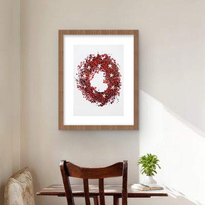 Red Berry Wreath - Framed Matted Print for Holiday Decor